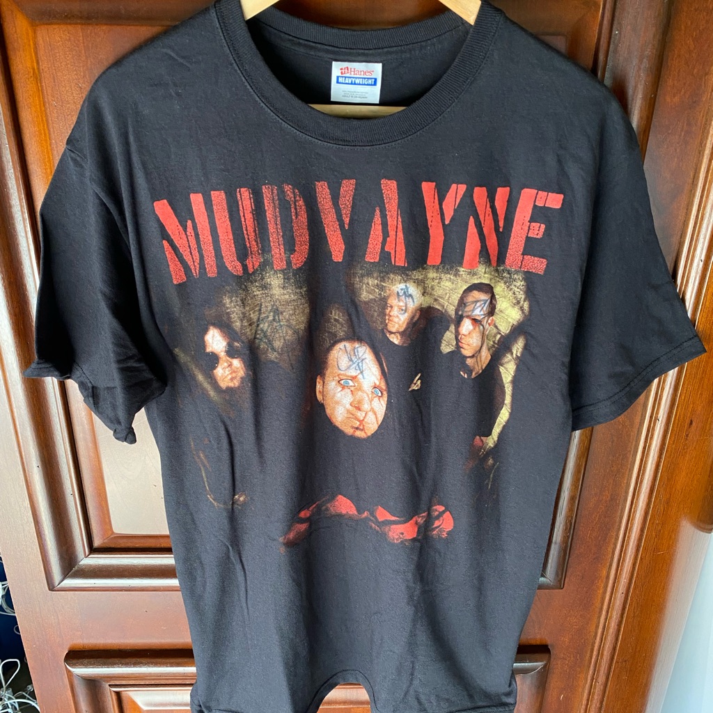Mudvayne Heavy Metal Band Autographed Group Portrait Graphic Band Tee Shirt